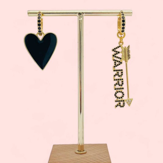 Créoles Cœur noir/Guerrière