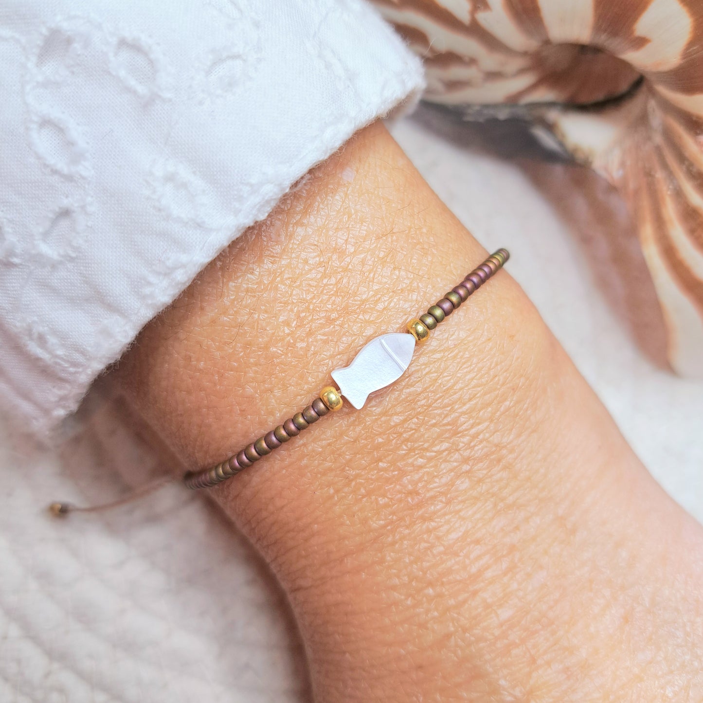 Bracelet Maïka – Perles Miyuki & Perle en Coquillage