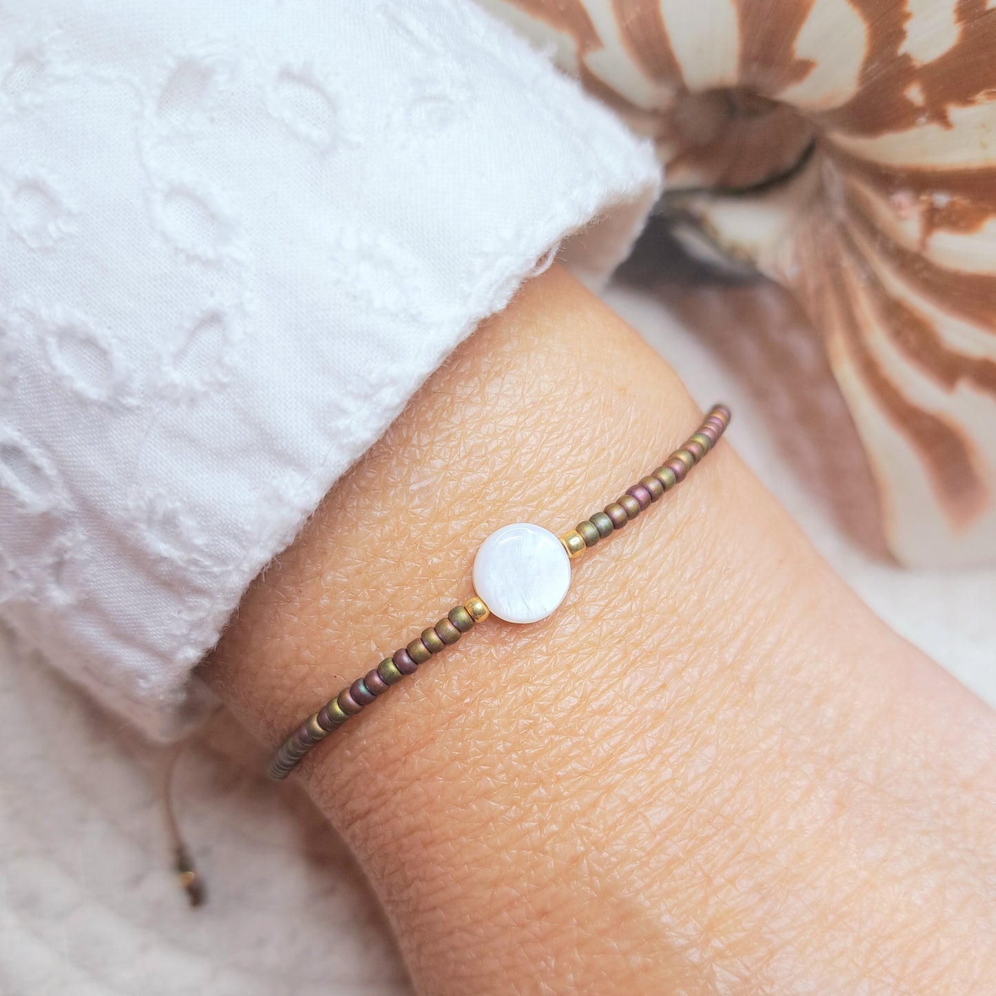 Bracelet Maïka – Perles Miyuki & Perle en Coquillage