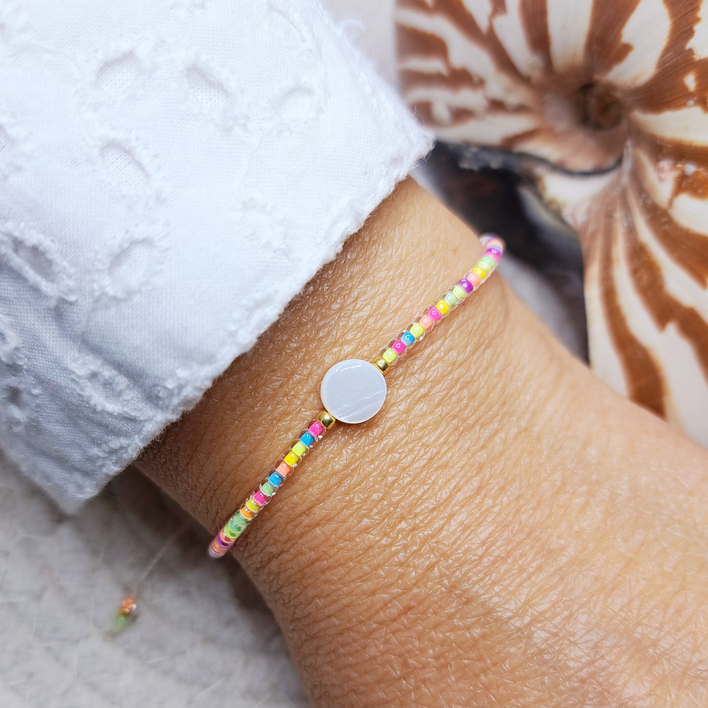 Bracelet Maïka – Perles Miyuki & Perle en Coquillage