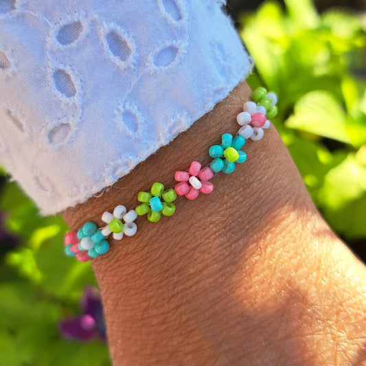 🌼 Bracelet Lorea - Fleurs tissées en perles Miyuki - Fermoir au choix
