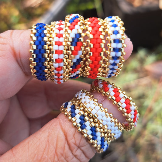 Bague tissée Atlantique – Perles Miyuki & finitions dorées