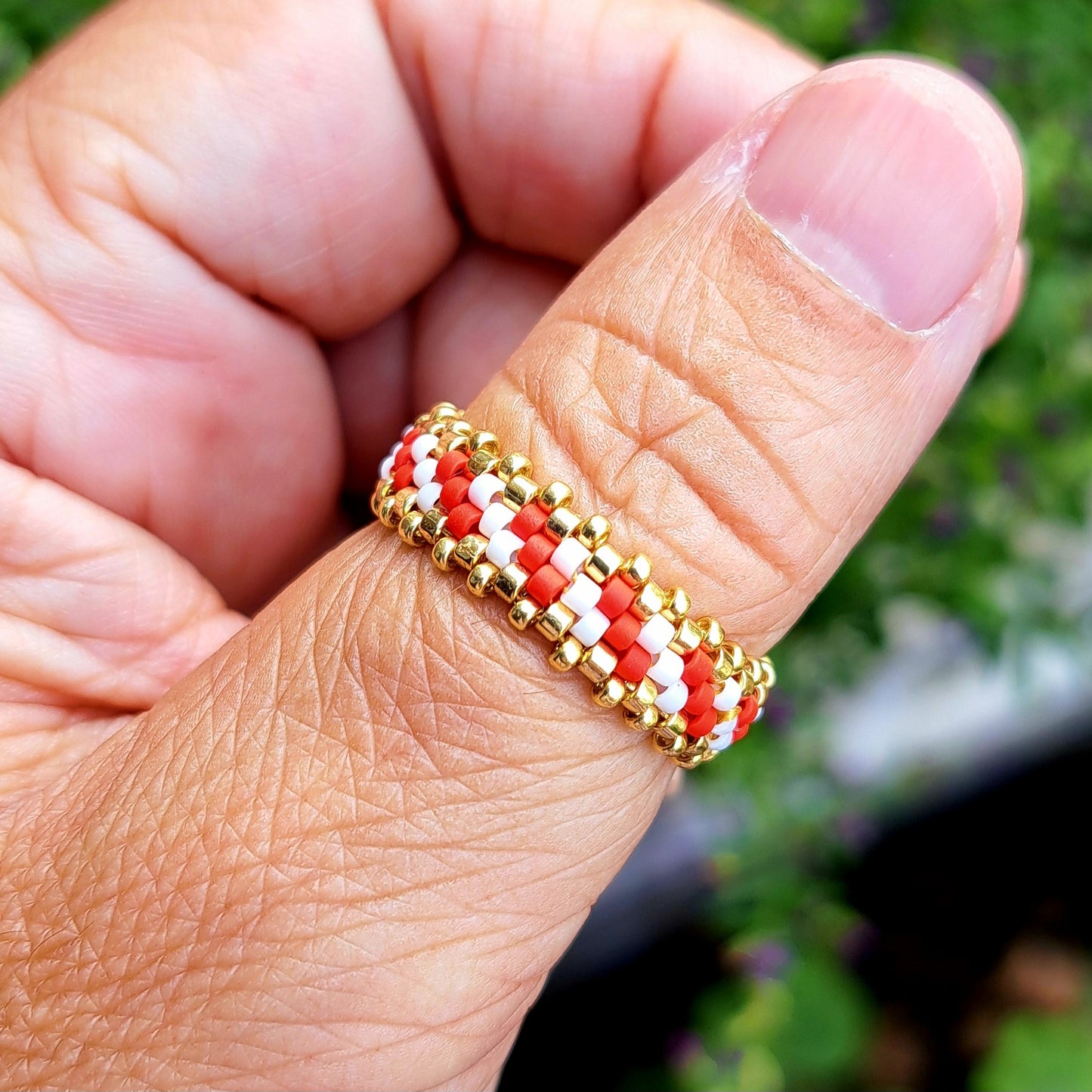 Bague tissée Atlantique – Perles Miyuki & finitions dorées