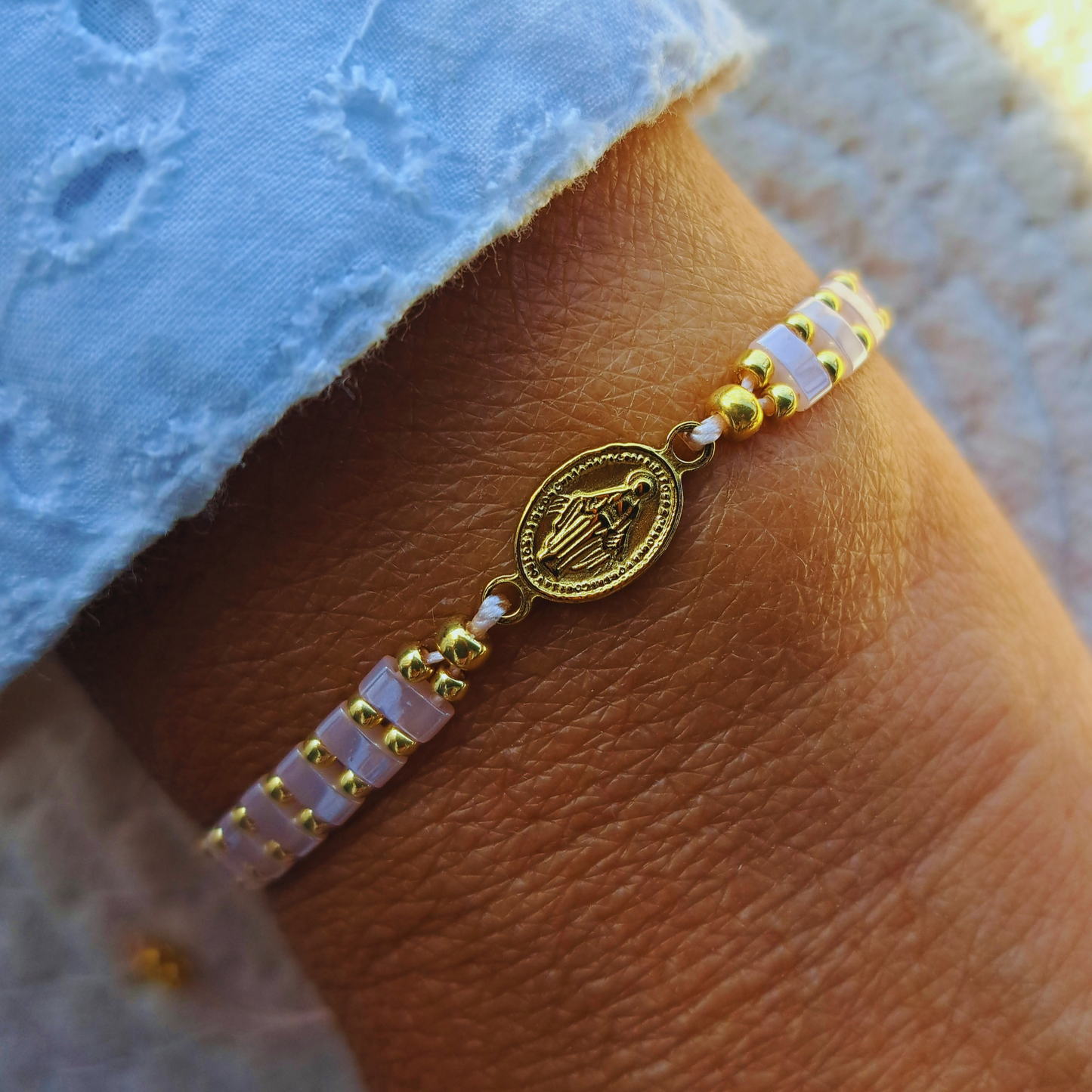 Bracelet Madone - perles Miyuki - simple, médaille Vierge ou duo