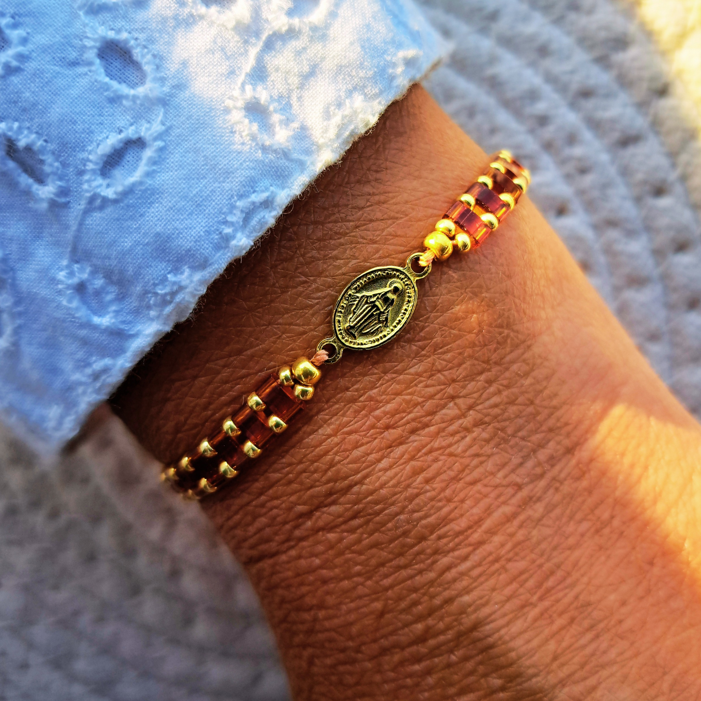 Bracelet Madone - perles Miyuki - simple, médaille Vierge ou duo