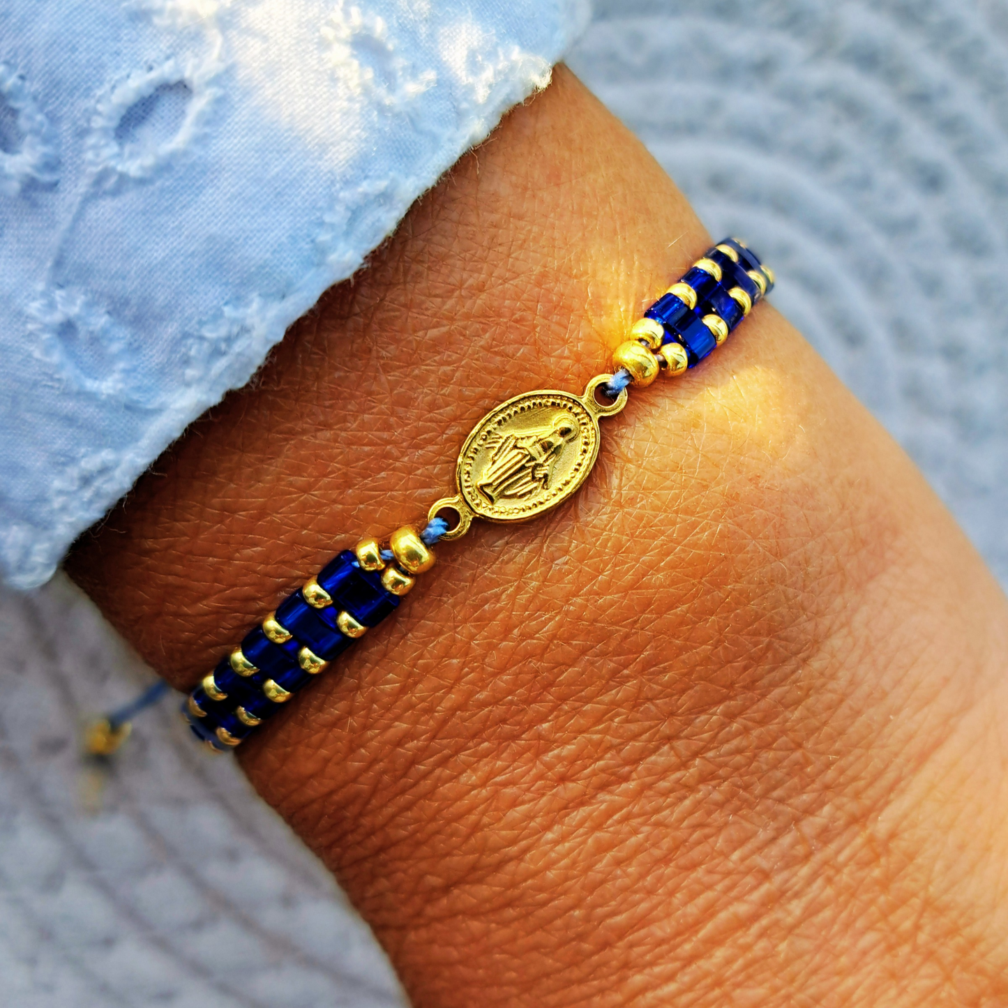 Bracelet Madone - perles Miyuki - simple, médaille Vierge ou duo