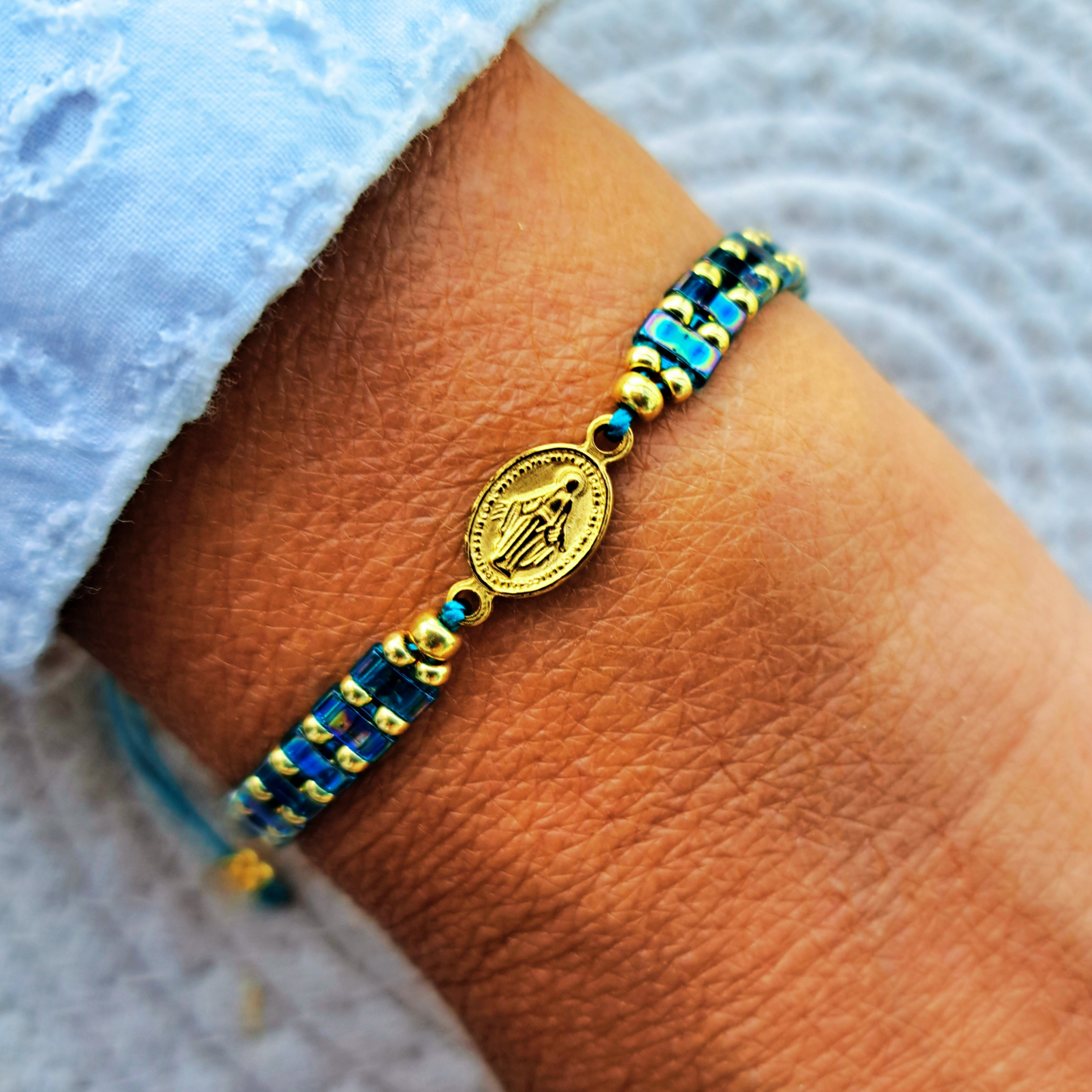 Bracelet Madone - perles Miyuki - simple, médaille Vierge ou duo