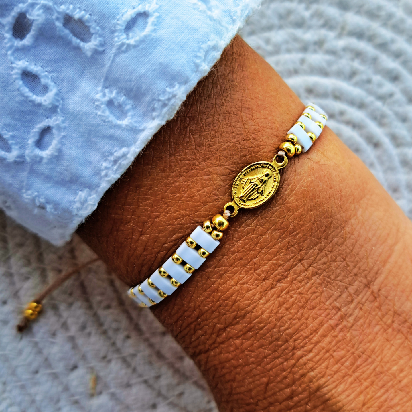 Bracelet Madone - perles Miyuki - simple, médaille Vierge ou duo