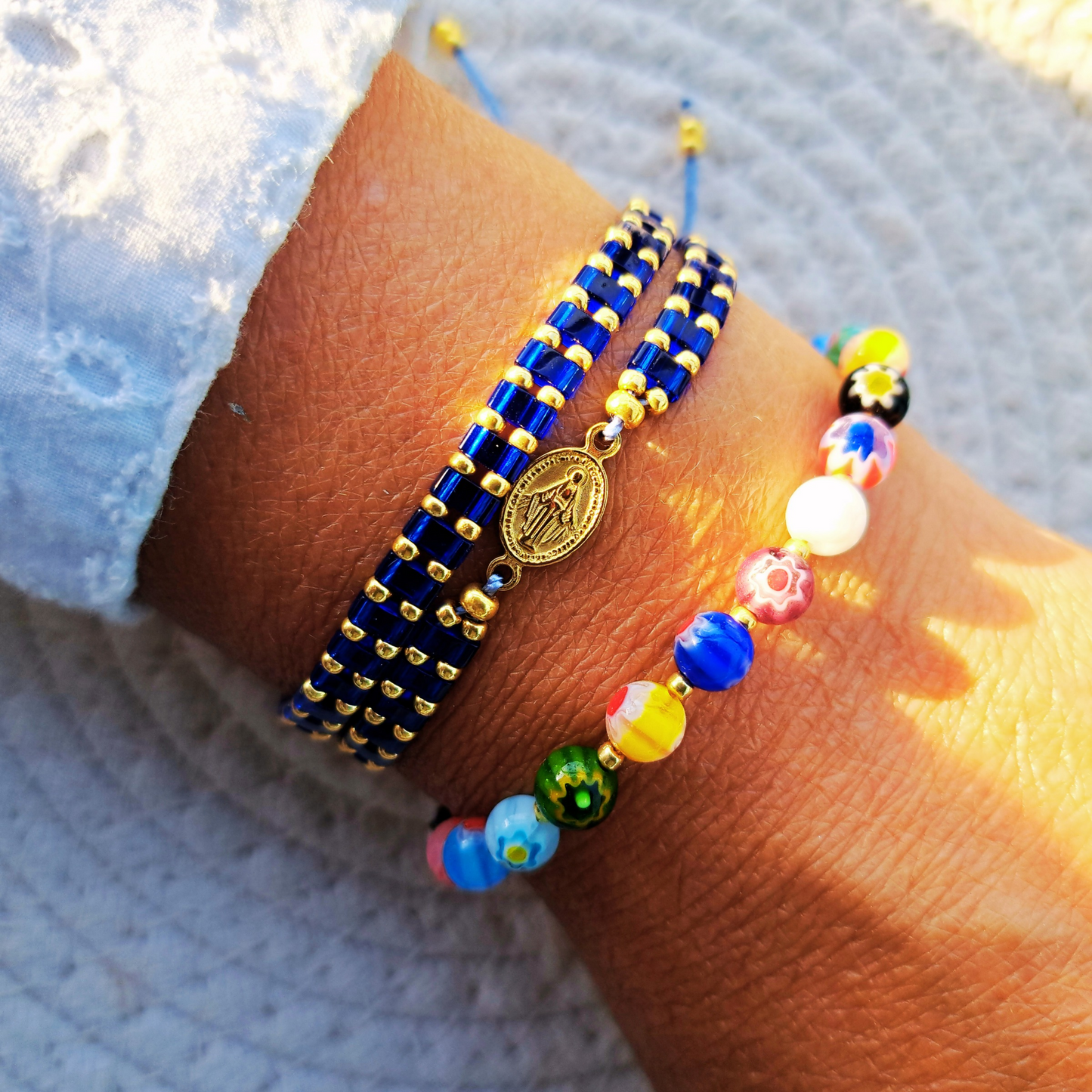 Bracelet Madone - perles Miyuki - simple, médaille Vierge ou duo