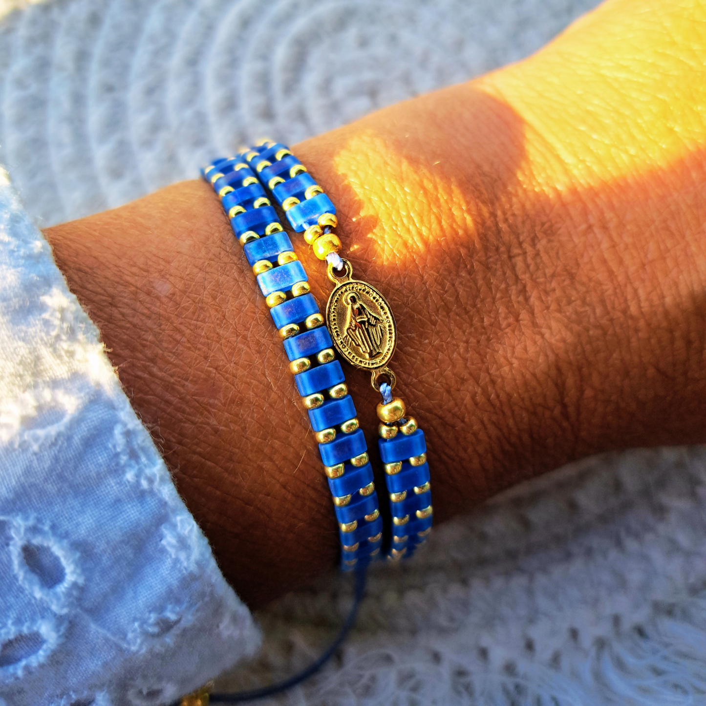 Bracelet Madone - perles Miyuki - simple, médaille Vierge ou duo