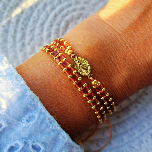 Bracelet Madone - perles Miyuki - simple, médaille Vierge ou duo