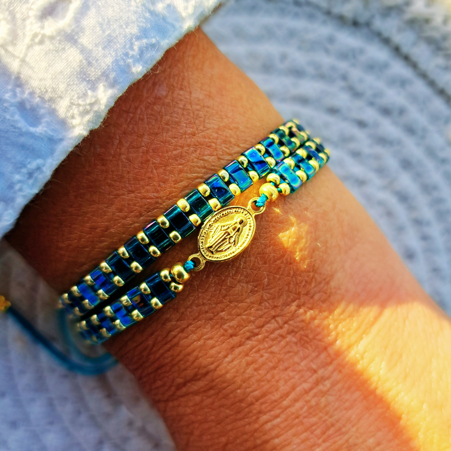 Bracelet Madone - perles Miyuki - simple, médaille Vierge ou duo
