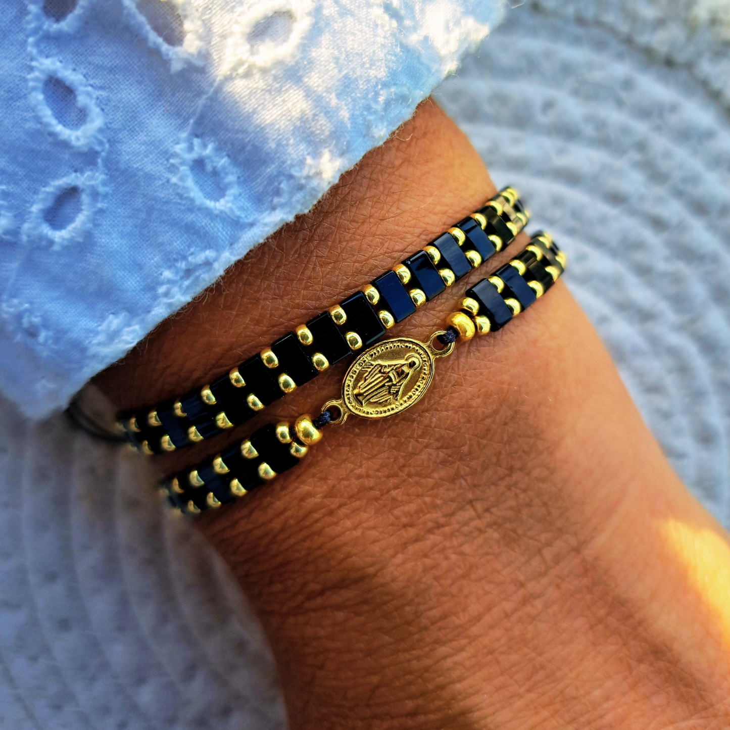 Bracelet Madone - perles Miyuki - simple, médaille Vierge ou duo