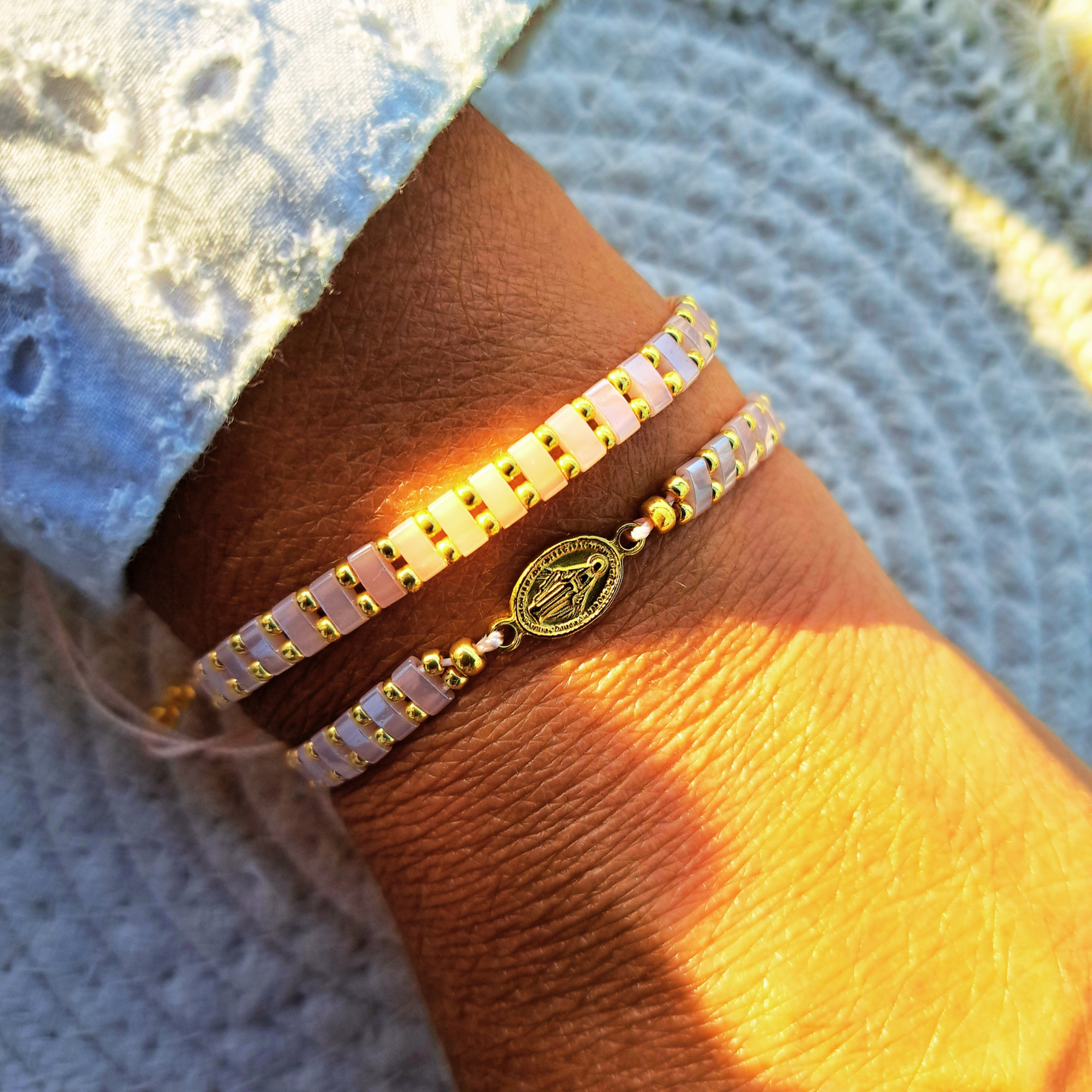 Bracelet Madone - perles Miyuki - simple, médaille Vierge ou duo
