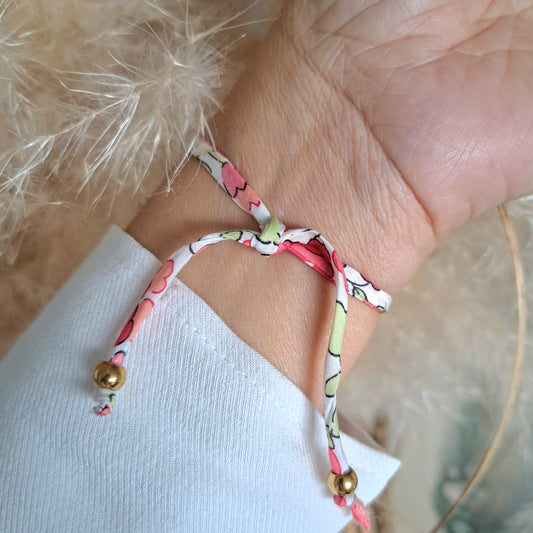 Bracelet Amaria – Bracelet cordon liberty à nouer & perle en céramique