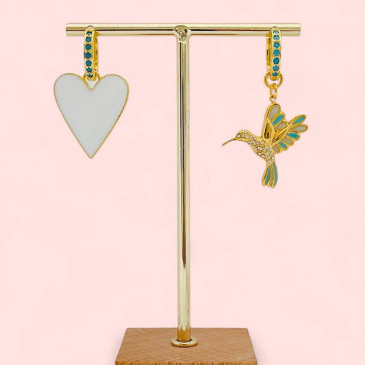 Créoles Coeur blanc/Oiseau