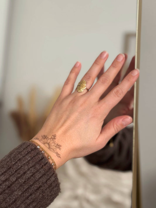 Tatouage Ephémère à Encre d'origine naturelle : Demi-tournesol - Pack de 5 tatouages
