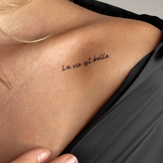 Tatouage Ephémère à Encre d'origine naturelle : La vie est belle - Pack de 5 tatouages