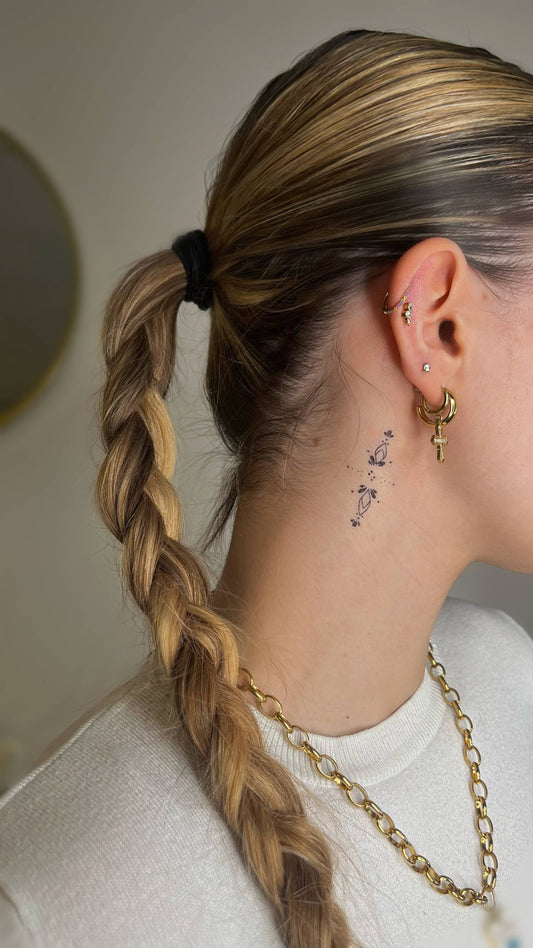 Tatouage Ephémère à encre d'origine naturelle : Géométrie Florale - Pack de 5 tatouages