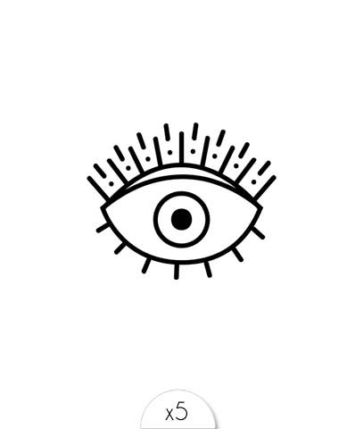 Tatouage Ephémère à encre d'originie naturelle : Œil - Pack de 5 tatouages