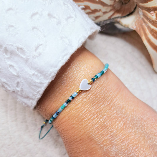 Bracelet BIHOTZA – Perles Miyuki & Cœur en Coquillage
