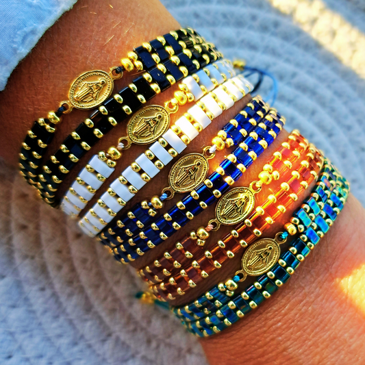 Bracelet Madone - perles Miyuki - simple, médaille Vierge ou duo