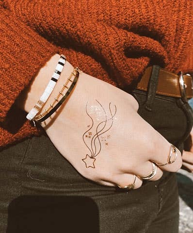 Tatouage Ephémère à Encre d'origine naturelle : Étoile filante - Pack de 5 tatouages
