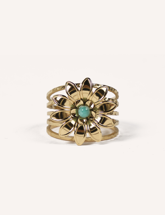 Bague ALMA - Pierre naturelle & acier inoxydable