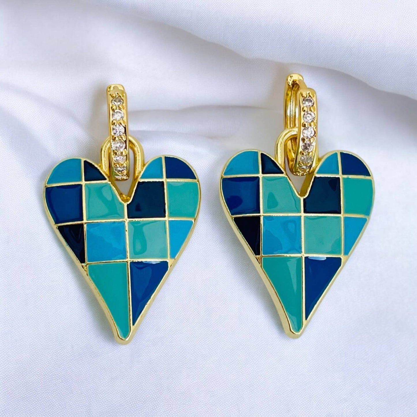 Créoles Damier Bleu