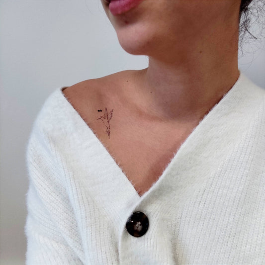 Tatouage Ephémère à Encre d'origine naturelle : Colibri noir - Pack de 5 tatouages