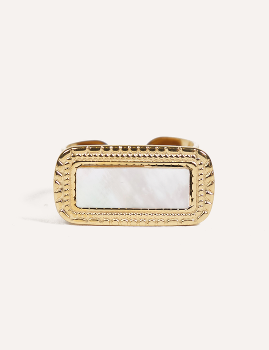Bague AÏNA - Pierre naturelle & acier doré inoxydable