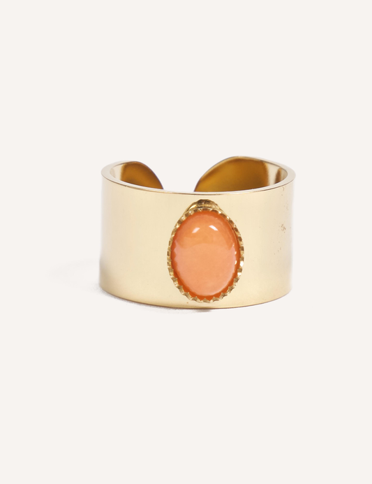 Bague LUMA · Pierre naturelle & acier doré inoxydable