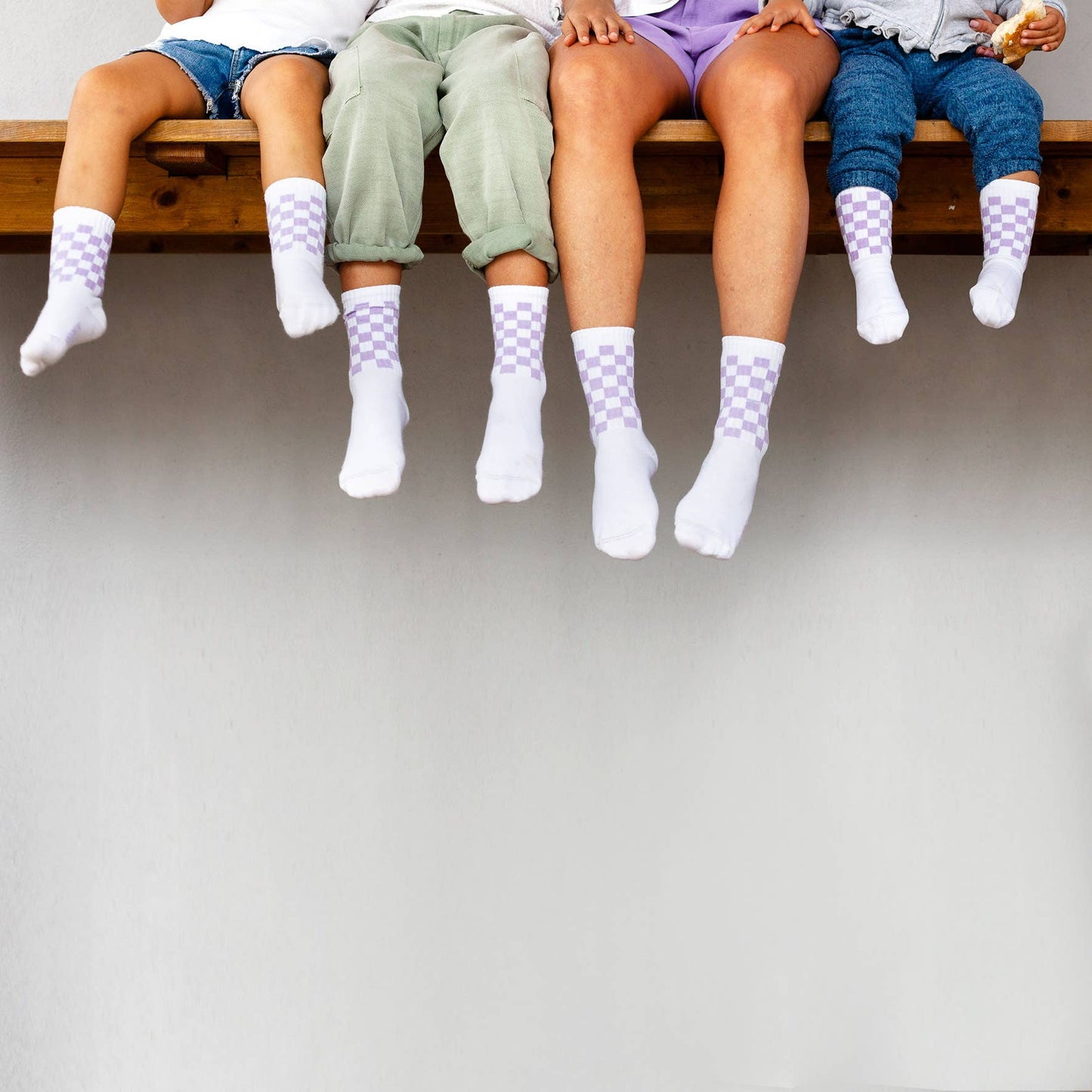 Chaussettes Enfant Damier Lilas