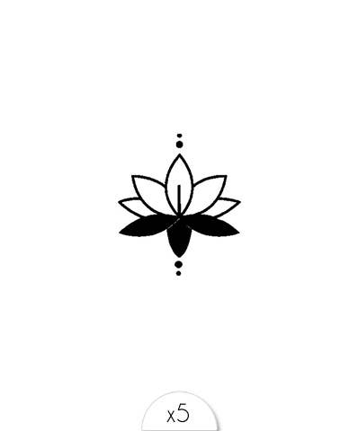 Tatouage Ephémère à Encre d'origine naturelle : Lotus noir - Pack de 5 tatouages