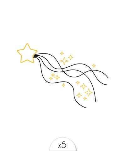 Tatouage Ephémère à Encre d'origine naturelle : Étoile filante - Pack de 5 tatouages