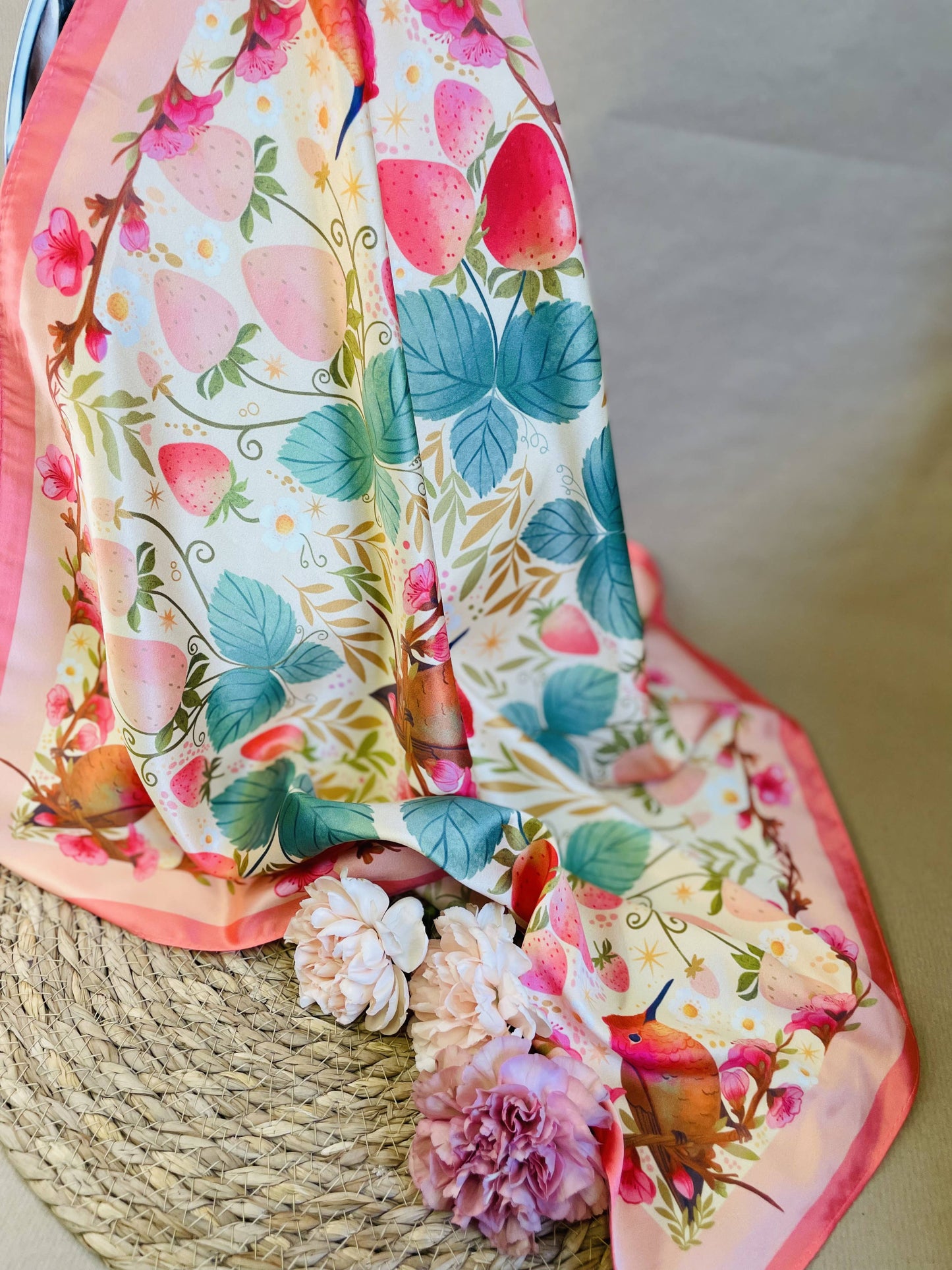 Foulard "La Farandole des Fraises"
